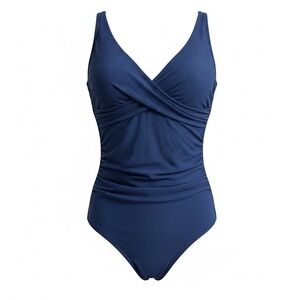 Sea Level Australia Riviera Rib Cross Front One Piece Swimsuit Ocean Blue US 6